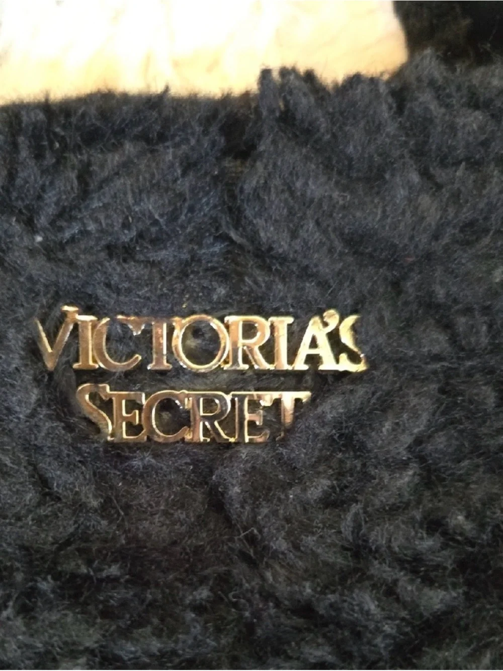 Victoria's Secret Plush Black Tote with Gold Logo